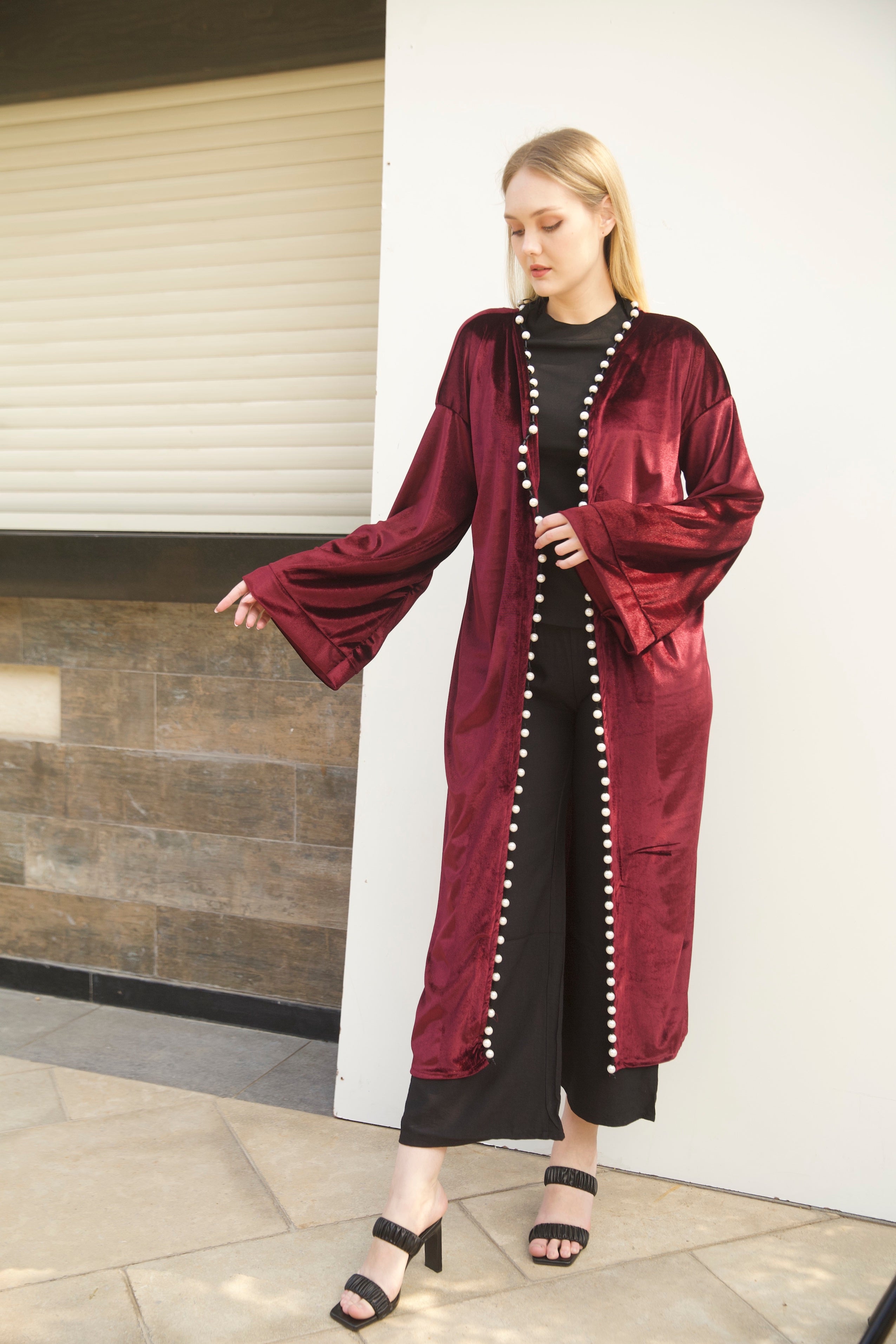 Pearl kimono in burgundy