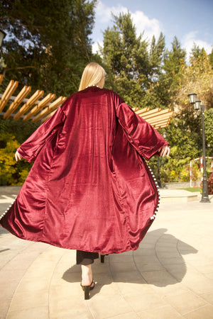 Pearl kimono in burgundy