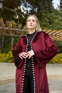 Pearl kimono in burgundy