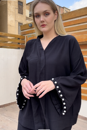 Pearl set in black (Kimono + Pants)