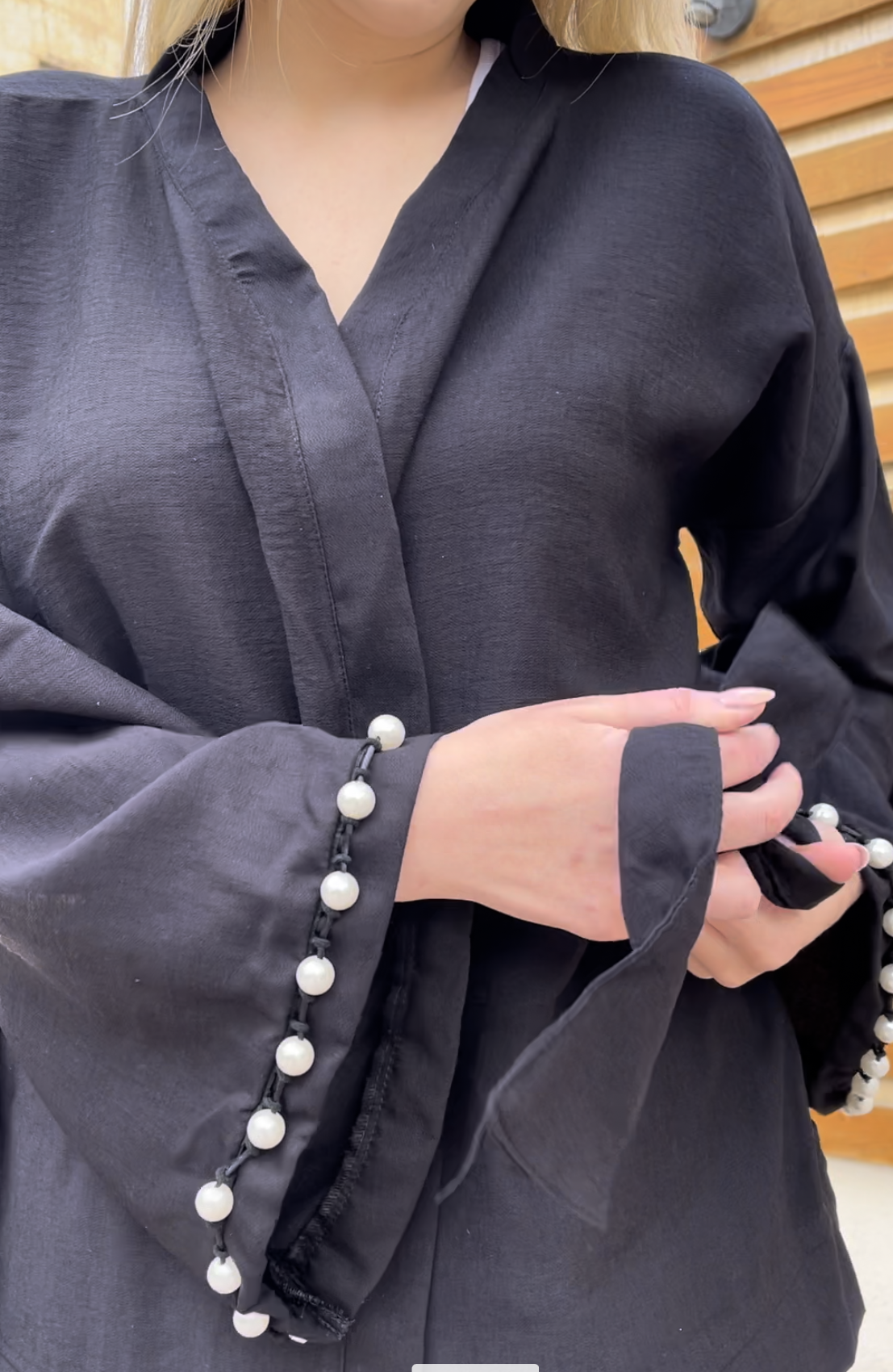 Pearl set in black (Kimono + Pants)